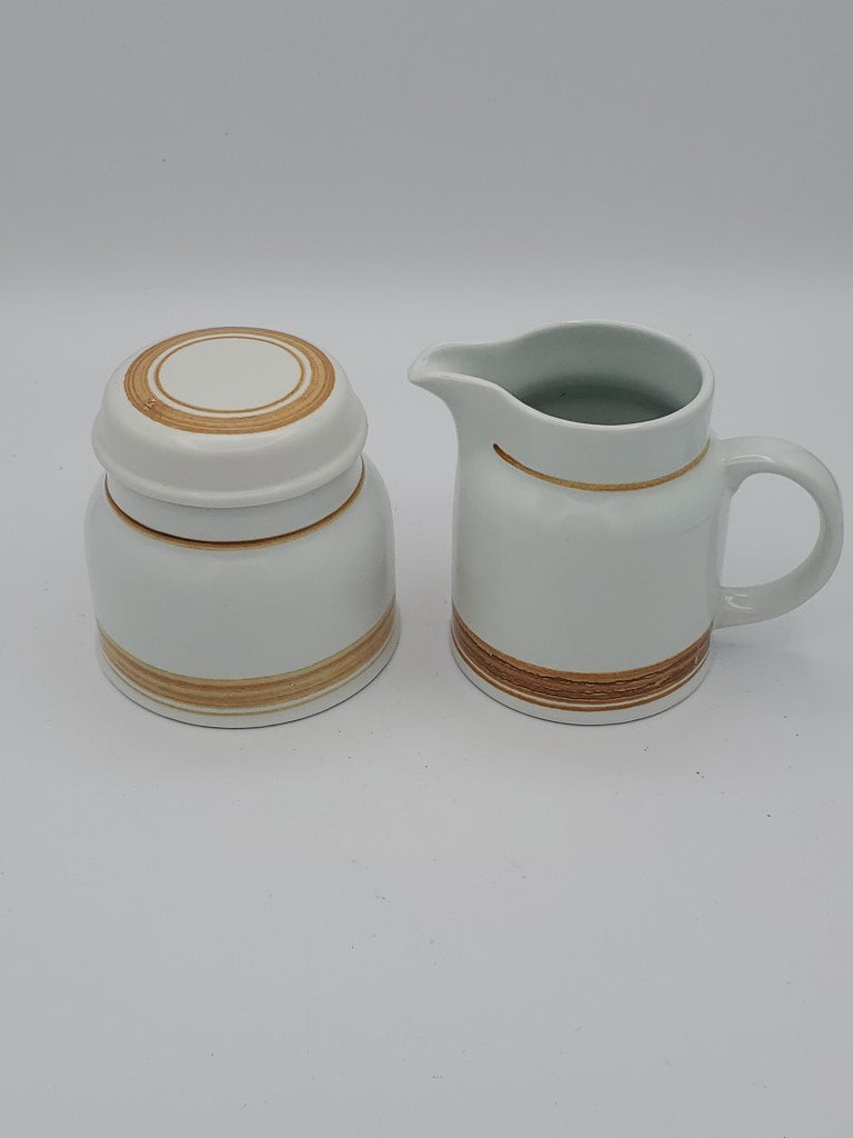 Royal Doulton Cinnamon Creamer & Sugar Bowl with Lid LK