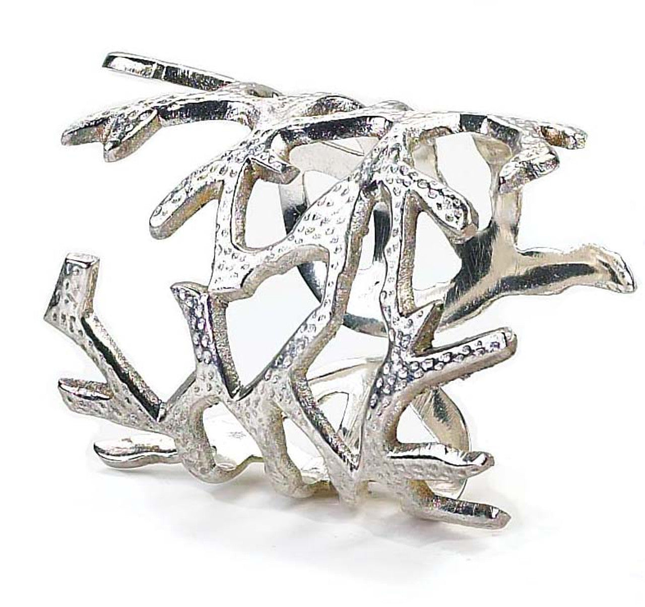 Bodrum Coral Silver Set of 8 Napkin Rings –