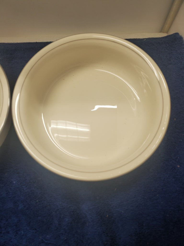 Set of 2 Lenox Grey Prinstripes (For the Grey Patterns) Coupe Soup Bowls LK