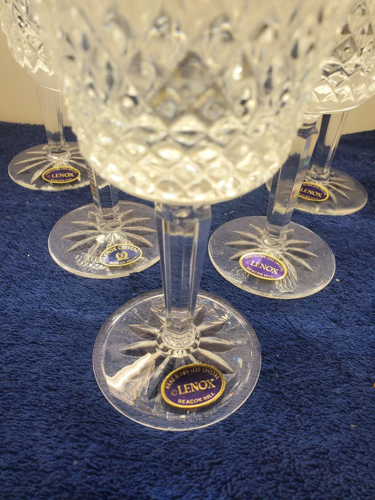 Set of 6 Lenox Crystal Beacon Hill Water Goblets LK