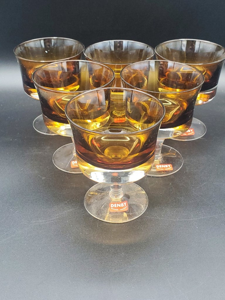 Set of 6 Denby Mirage Brown Champagne/Tall Sherbets LK
