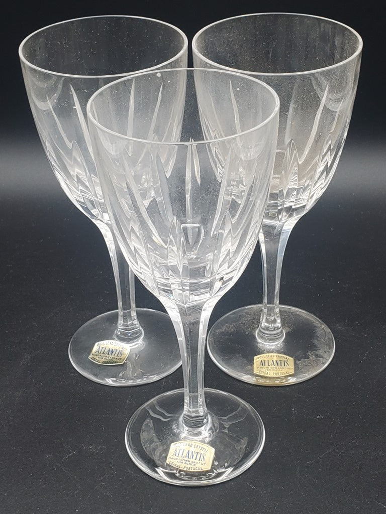 Set of 3 Atlantis Castelo (Cut) Wine Glasss LK