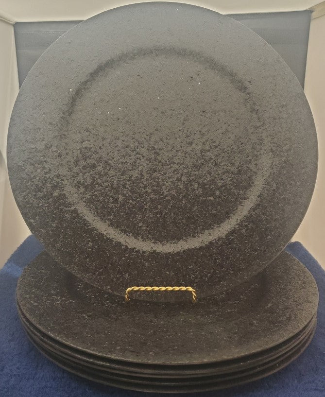 Set of 6 Impulse Glitter Black Chargers