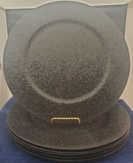 Set of 6 Impulse Glitter Black Chargers