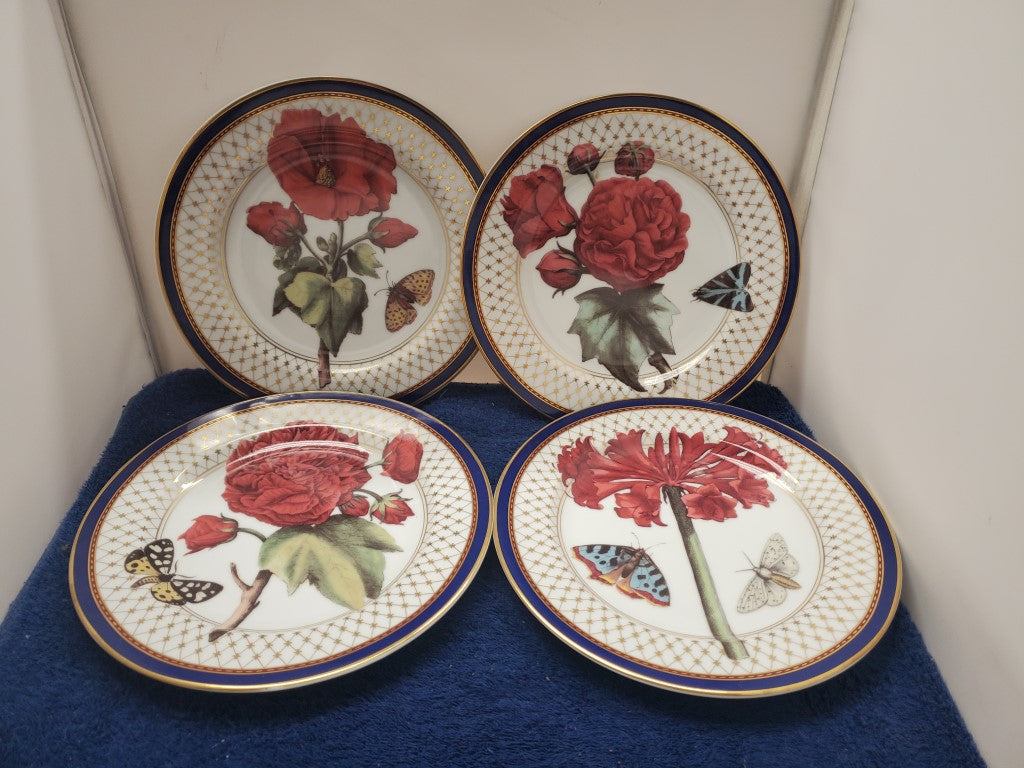Fitz & Floyd Fleurs et Papillions Set of 4 Plates LK