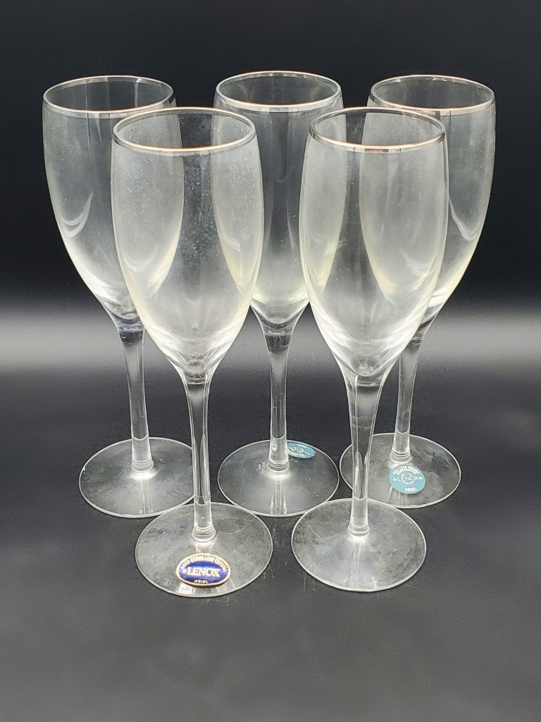 Set of 5 Lenox Ariel Champagne Flutes LK