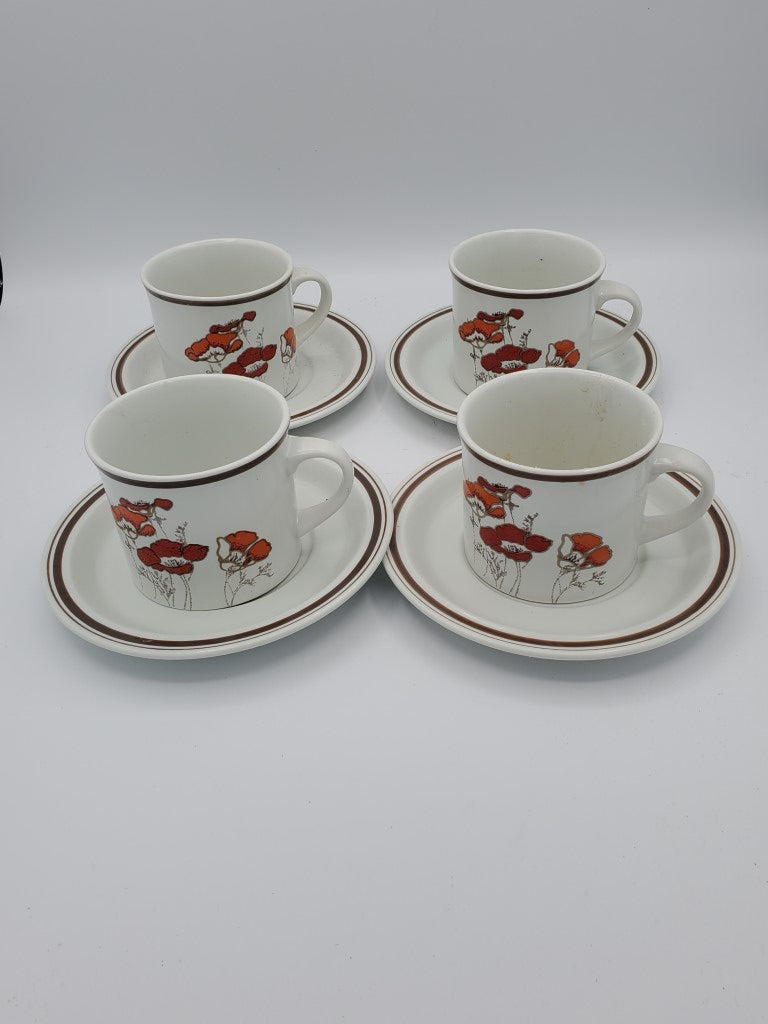 Set of 4 Royal Doulton Fieldflower Cup & Saucer Sets LK