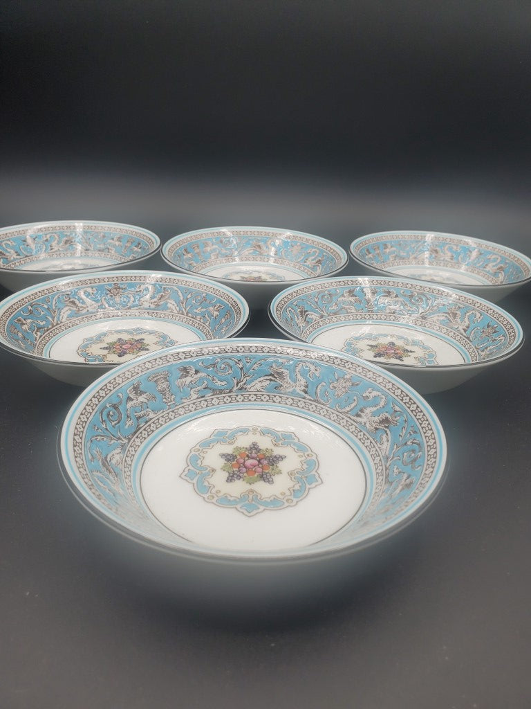 Set of 6 Wedgwood Florentine Turquoise (W2714) Fruit Bowls LK