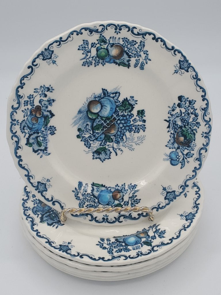 Set of 6 Mason's Fruit Basket Blue Multicolor Bread & Butter Plates LK
