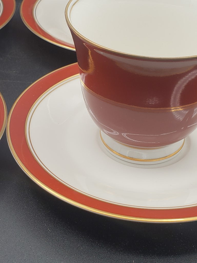Set of 7 Noritake Ivory & Sienna Cup & Saucer Sets LK