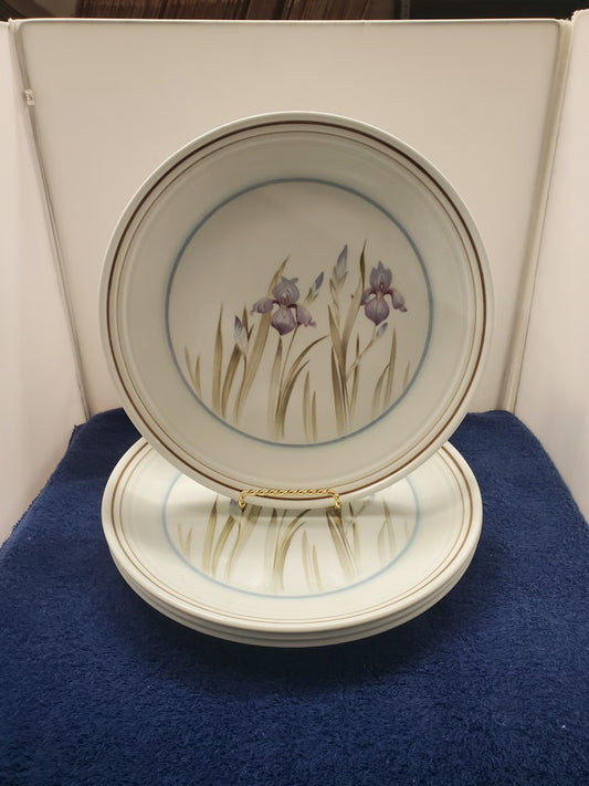 Set of 4 Royal Doulton Blue Iris Dinner Plates LK