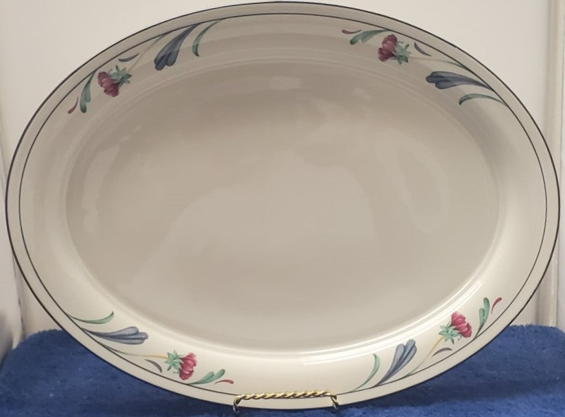 Lenox Poppies On Blue 14" Oval Serving Platter