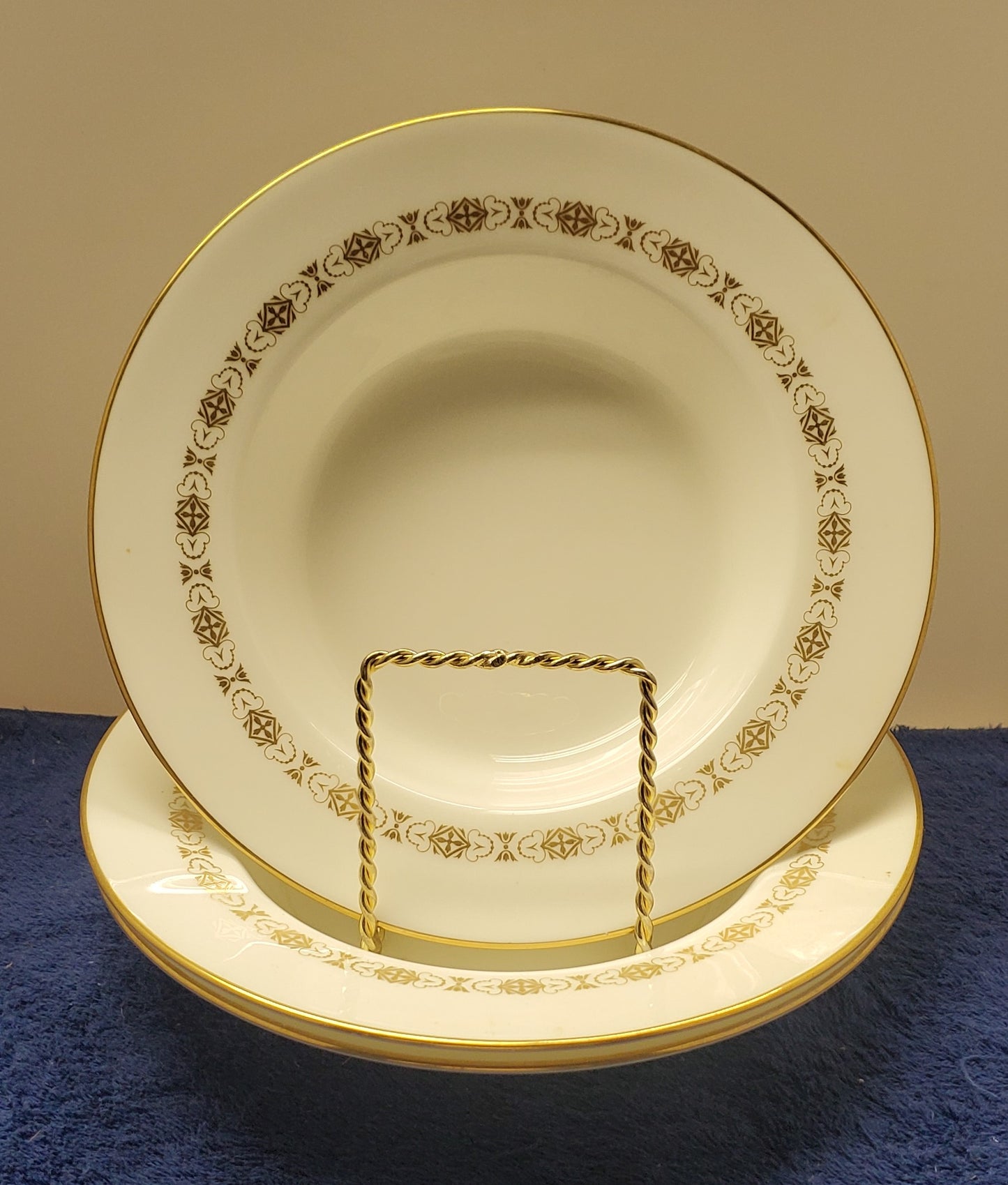 Set of 3 Minton Golden Diadem Rim Soup Bowls
