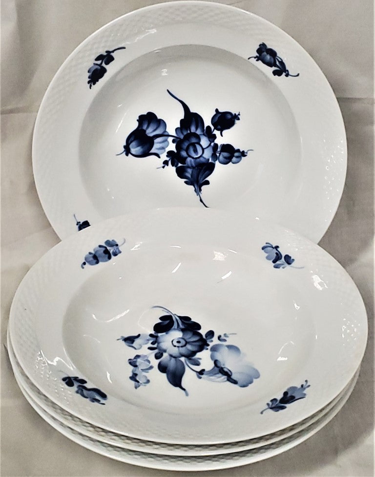 Set of 4 Royal Copenhagen Blue Flowers Braided Rim Soup Bowls (8106)