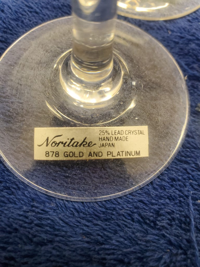 Set of 4 Noritake Gold & Platinum Champagne Flutes LK