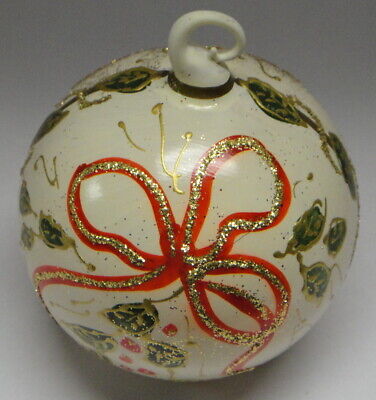 Peter Priess Christmas Handpainted Blown Glass Christmas Ribbon (Gold)