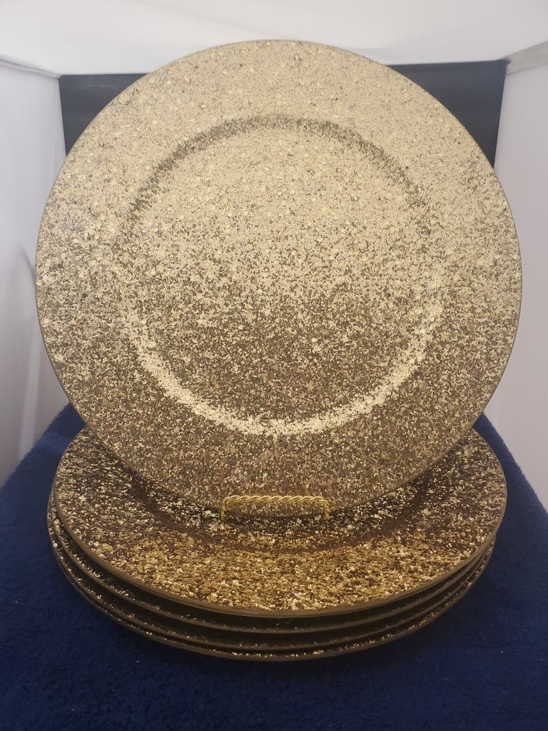 Set of 6 Impulse Glitter Gold Chargers