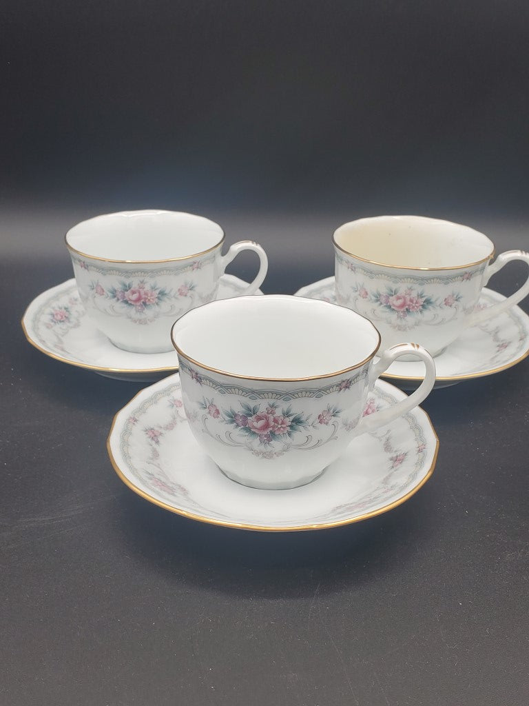 Set of 3 Noritake Elmsford Cup & Saucer Sets LK