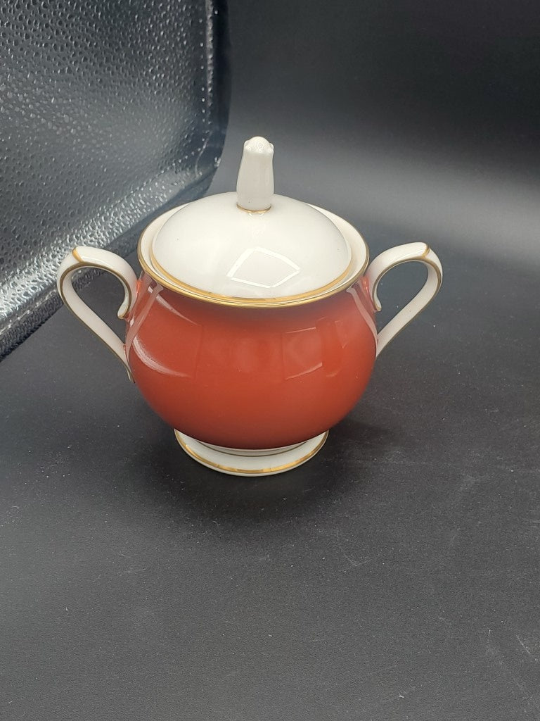 Noritake Ivory & Sienna Creamer & Sugar Bowl with Lid LK