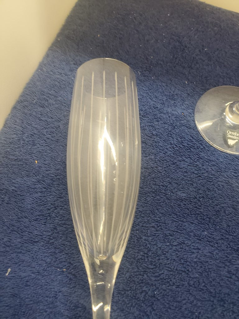 Set of 4 Orrefors Laura Play of Lines Champagne Flutes LK