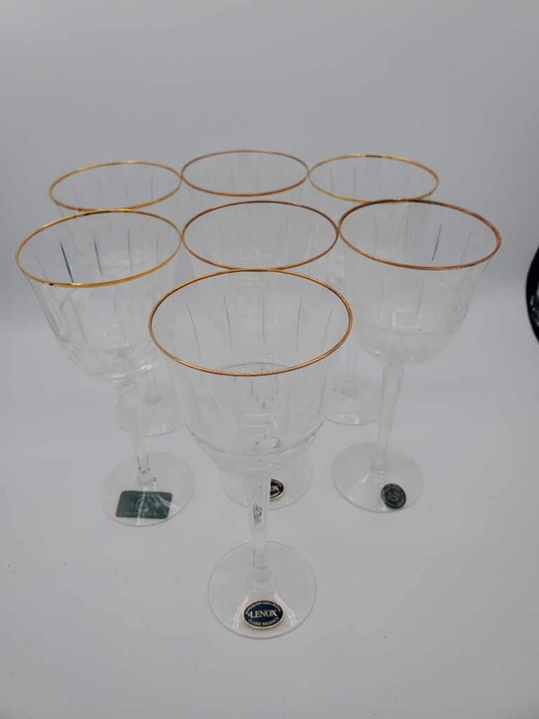 Set of 7 Lenox Crystal Classic Regency Water Goblets LK