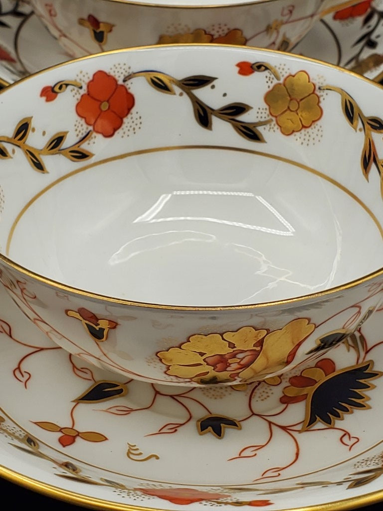 Set of 4 Royal Crown Derby Asian Rose (Duesbury Shape) Cream Soup Cup & Saucer Sets LK