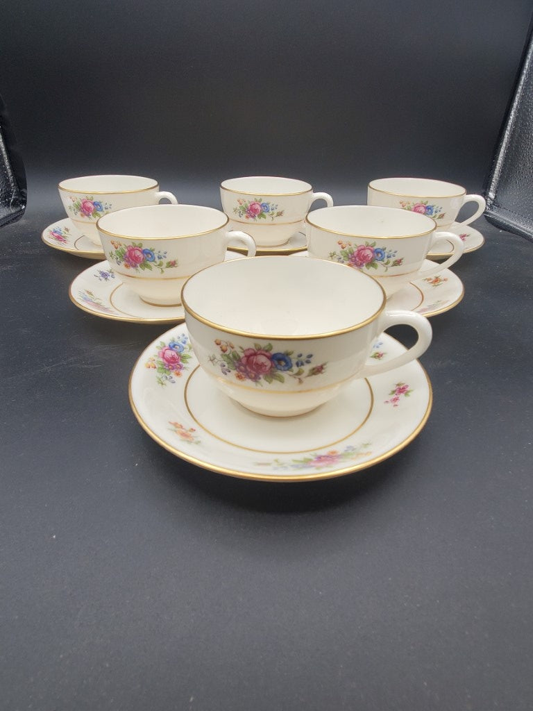 Set of 6 Lenox Lenox Rose Cup & Saucer Sets LK