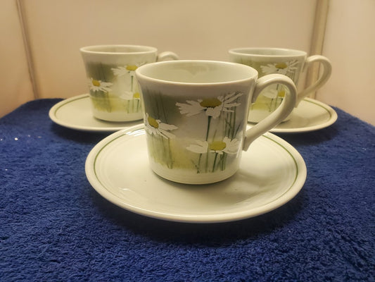 Set of 3 Royal Doulton Daisyfield Cup & Saucer Sets