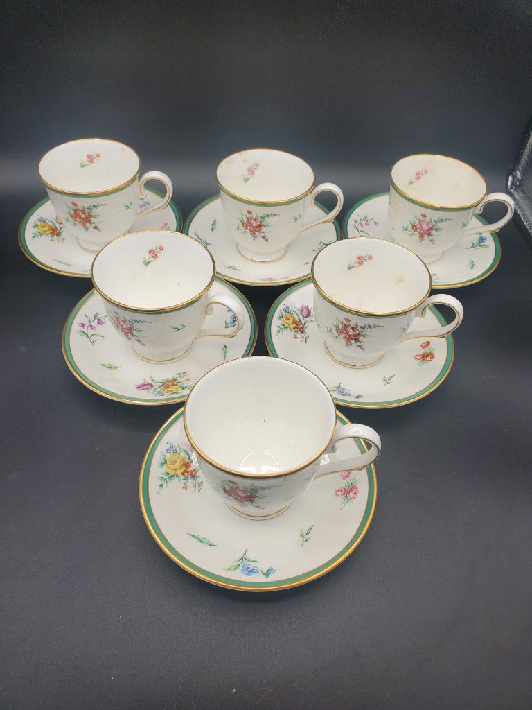 Set of 6 Lenox Provence Green Cup & Saucer Sets LK