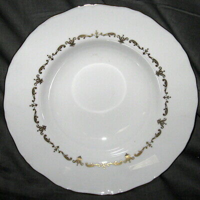 Set of 6 Royal Worcester Gold Chantilly Large Soup Bowls (Rim)