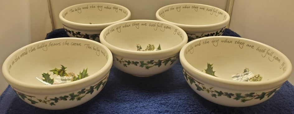 Set of 5 Portmeirion The Holly & The Ivy Individual Salad Bowls