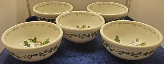 Set of 5 Portmeirion The Holly & The Ivy Individual Salad Bowls
