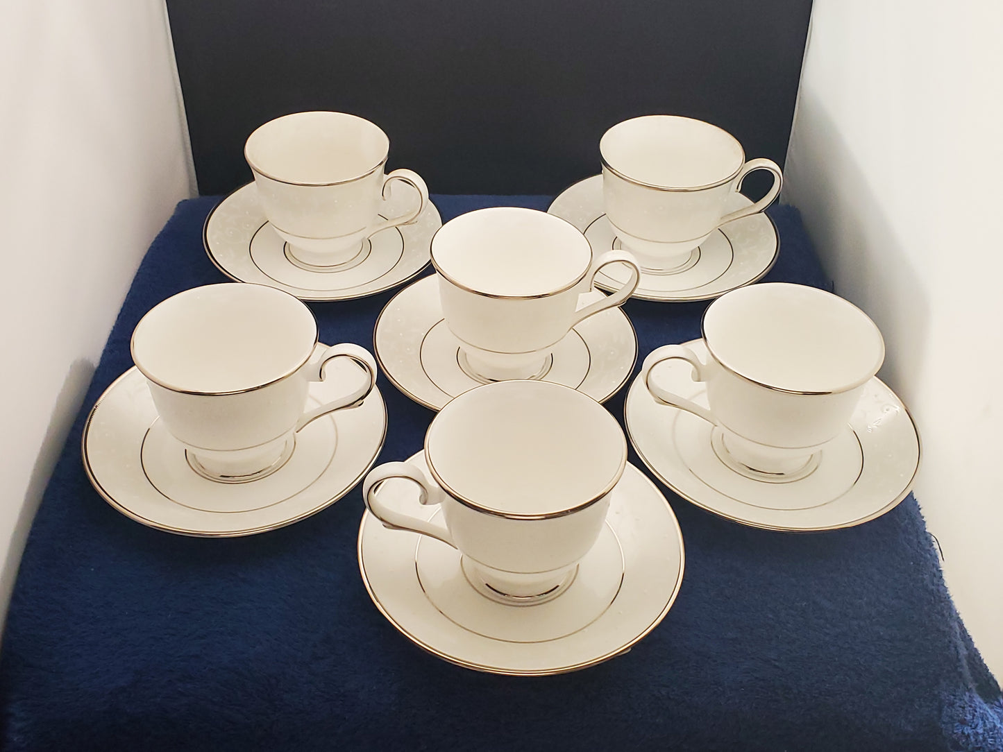 Set of 6 Lenox Opal Innocence Cup & Saucer Sets - New