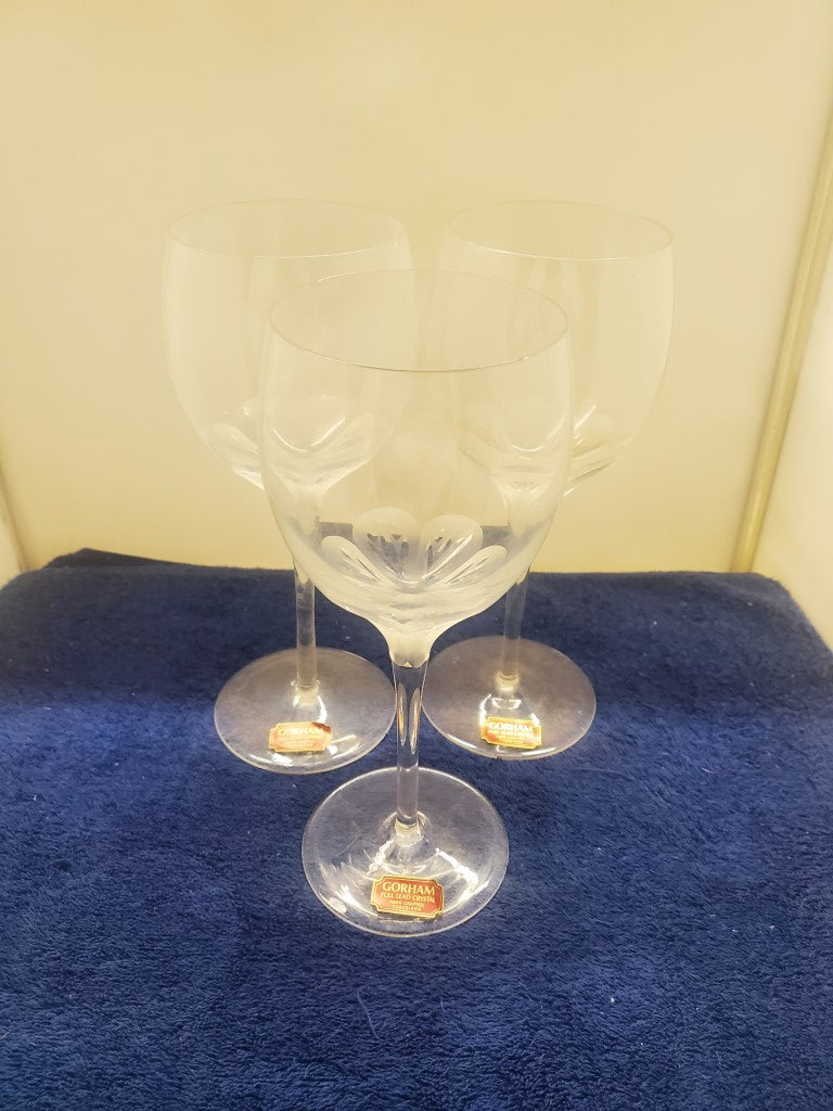 Set of 3 Gorham Acacia Wine Goblets LK