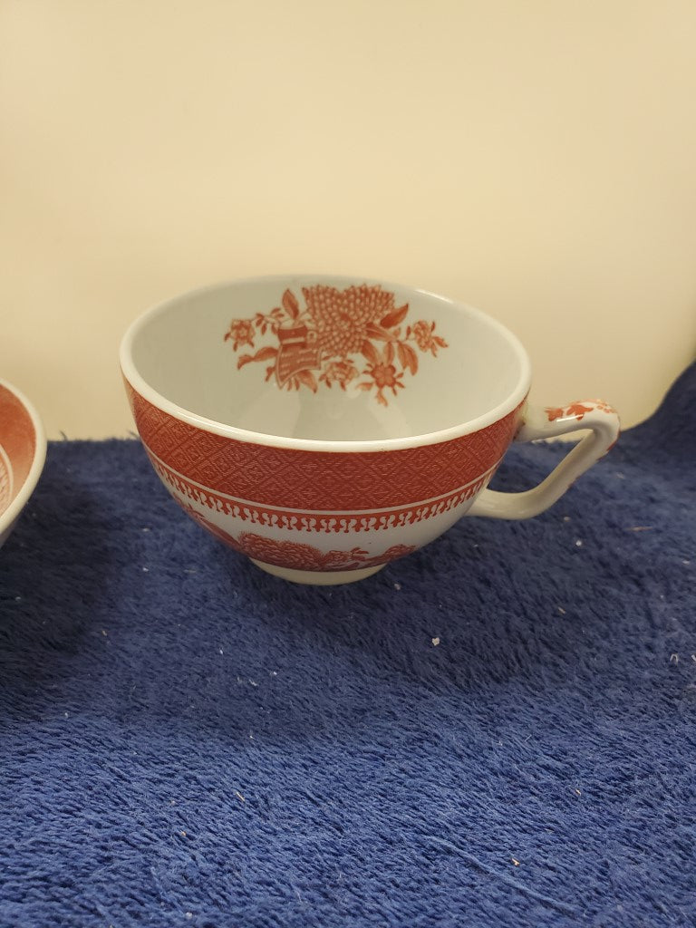 Set of 6 Spode Fitzhugh Red Canton Shape Cup & Saucer Sets LK