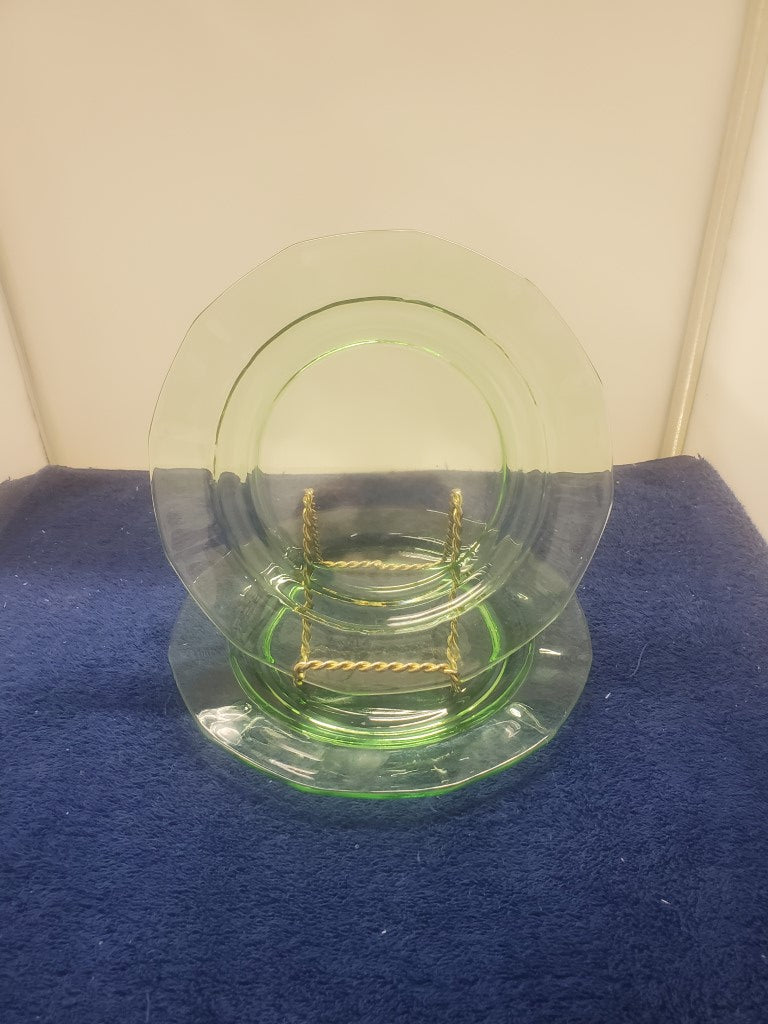 Set of 2 Depression Glass Fairfax Green Salad Plates SASE102225