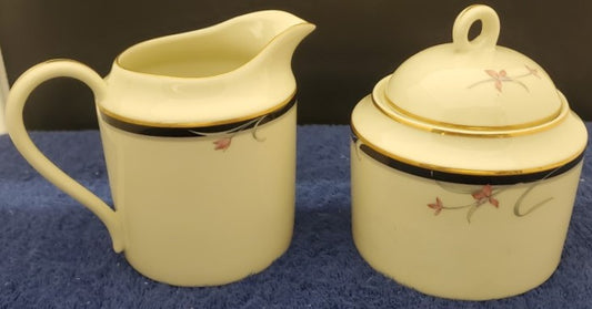 Mikasa Floradora Creamer and Sugar Bowl and Lid LK