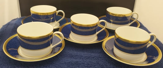 Set of 5 Coalport Athlone Blue Cup & Saucer Sets LK