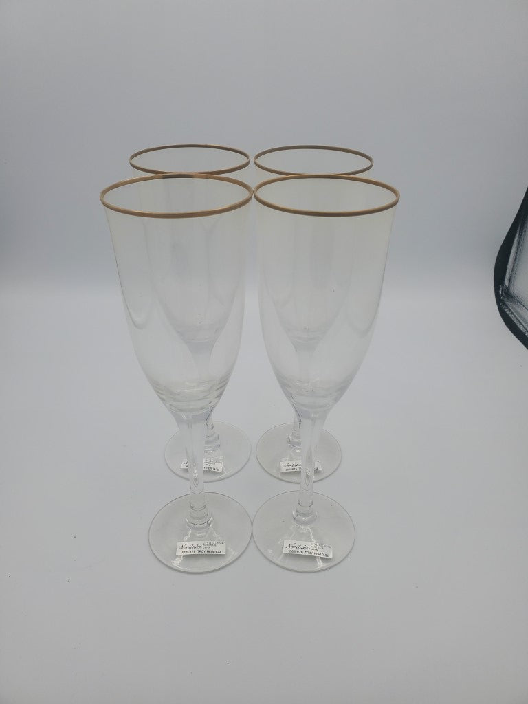Set of 4 Noritake Troy Champagne Flutes LK
