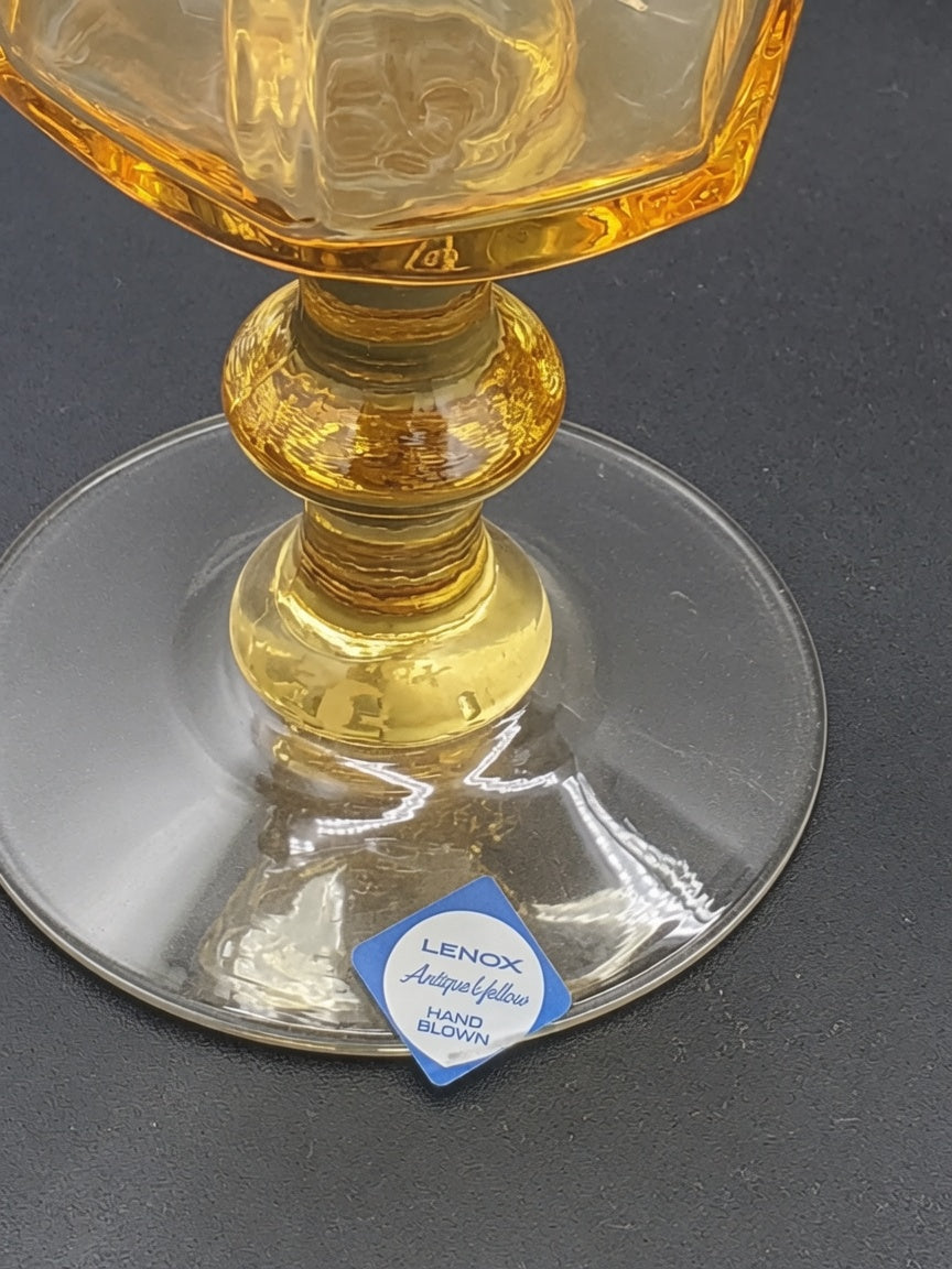 Set of 7 Lenox Crystal Antique Yellow Water Goblets LK