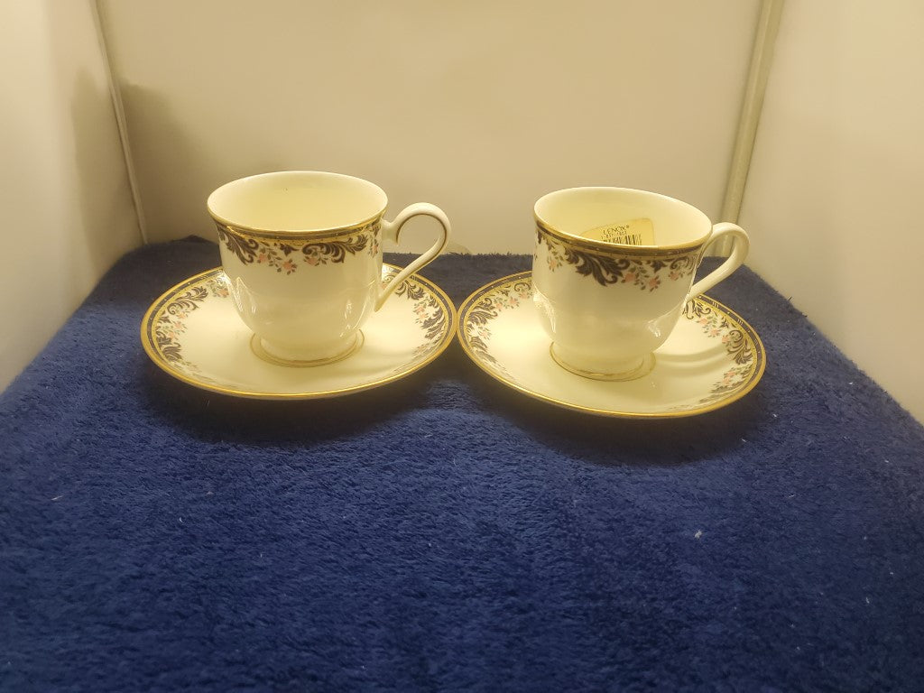 Set of 2 Lenox Meadow Breeze Cup & Saucer Sets LK