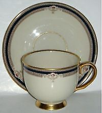 Set of 5 Lenox Buchanan Footed Cup & Saucer Sets (Imperfect - 2nd Quality)