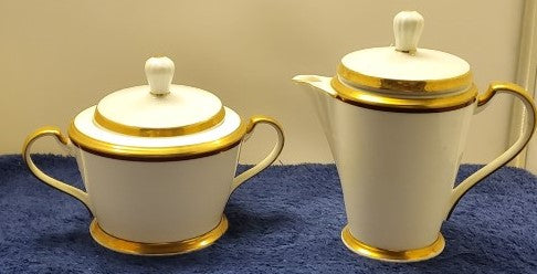 Noritake Golden Tribute Creamer & Sugar Bowl with Lid LK