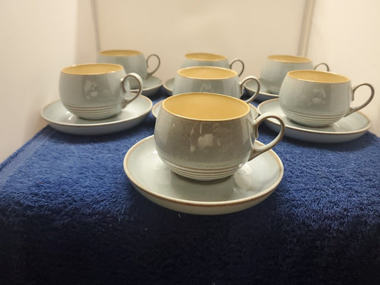 Set of 7 Denby Dovedale Cup & Saucer Sets