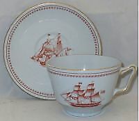 Spode Trade Winds-Red London Shape Footed Cup & Saucer Set (Imperfect)