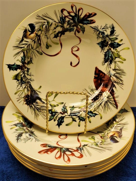 Set of 5 Lenox Winter Greetings Rim Soup Bowls