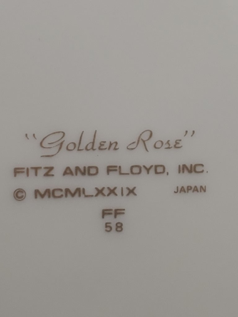 Set of 4 Fitz & Floyd Golden Rose Salad Plates LK