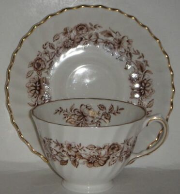 Set of 5 Royal Doulton Mayfair Brown Cup & Saucers