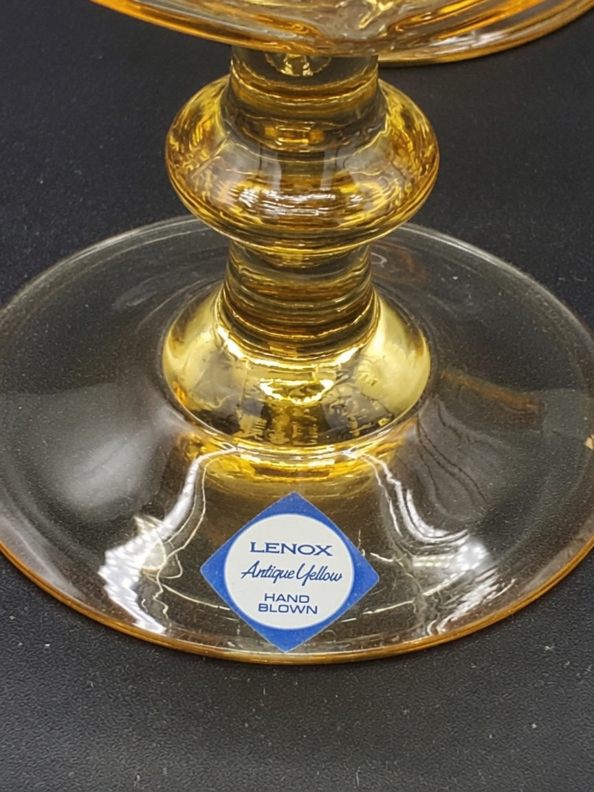 Set of 4 Lenox Crystal Antique Yellow Champagne/Tall Sherbets LK