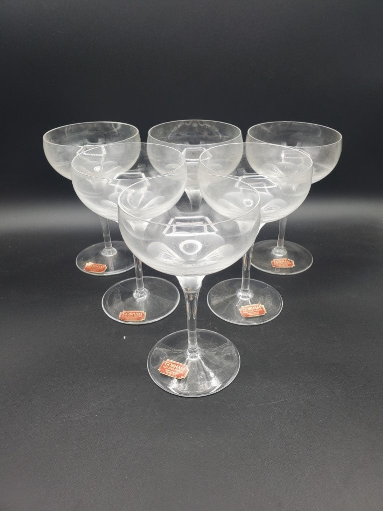 Set of 7 Gorham Acacia Champagne/Tall Sherbet Glasses LK